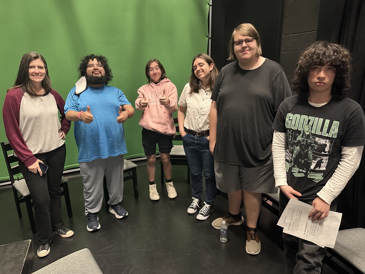 Erin Ferguson with the Film Crew in the studio