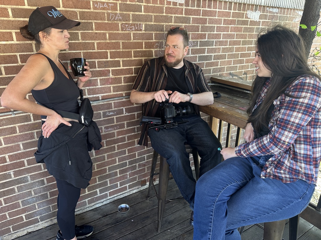 Crew talking between takes