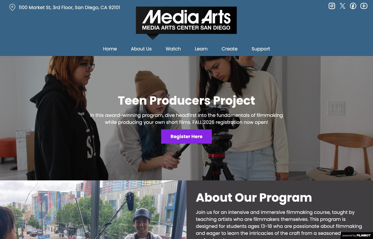 Media Arts Center Teen Producers Project page